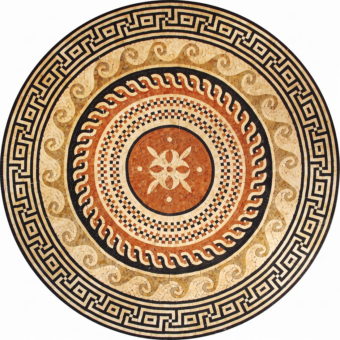 Greek Key Roman Medallion Marble Mosaic Art