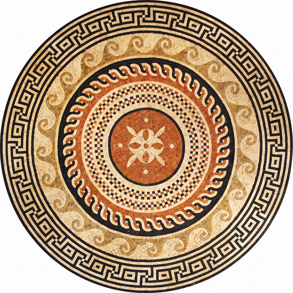 Greek Key Roman Medallion Marble Mosaic Art