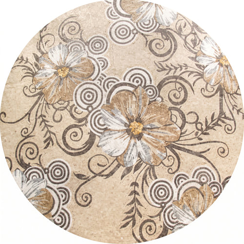 Daisy Swirl Floral Medallion Marble Mosaic Art
