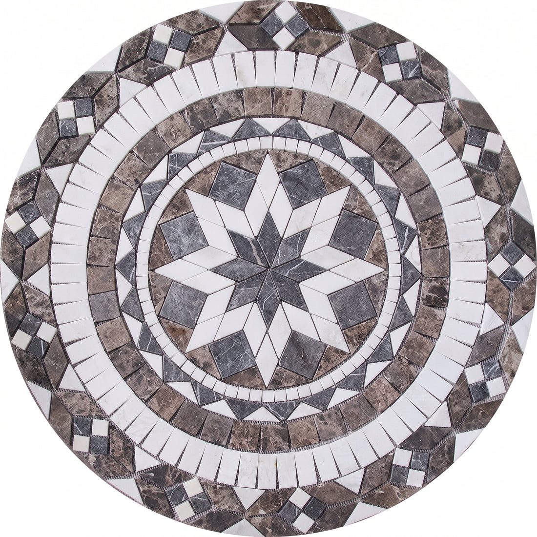 Emperador Starburst Medallion Marble Mosaic Art
