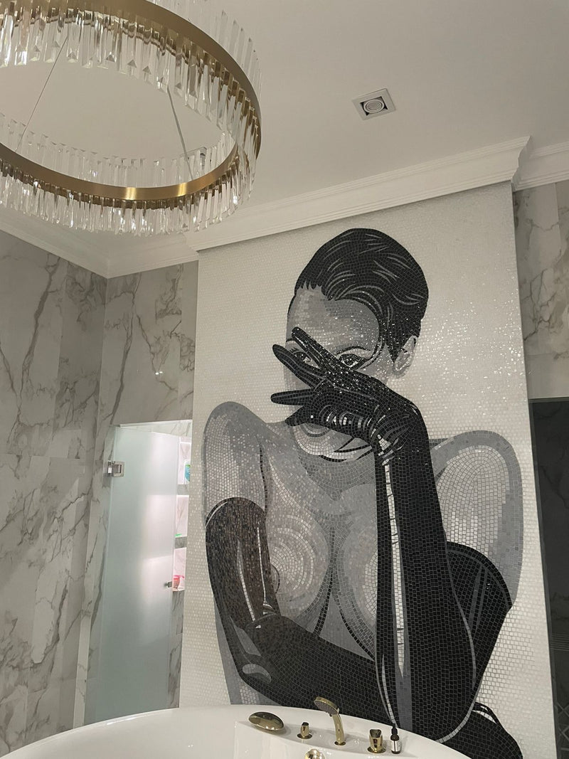 Bathroom mosaic art installation
