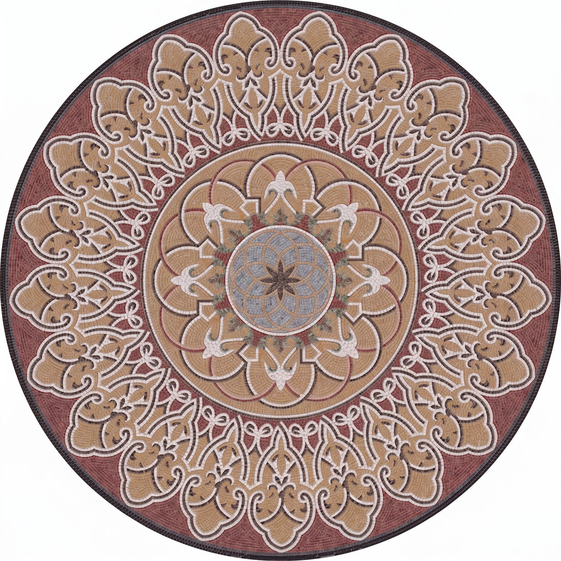 Ornate Arabesque Mandala Medallion Marble Mosaic Art