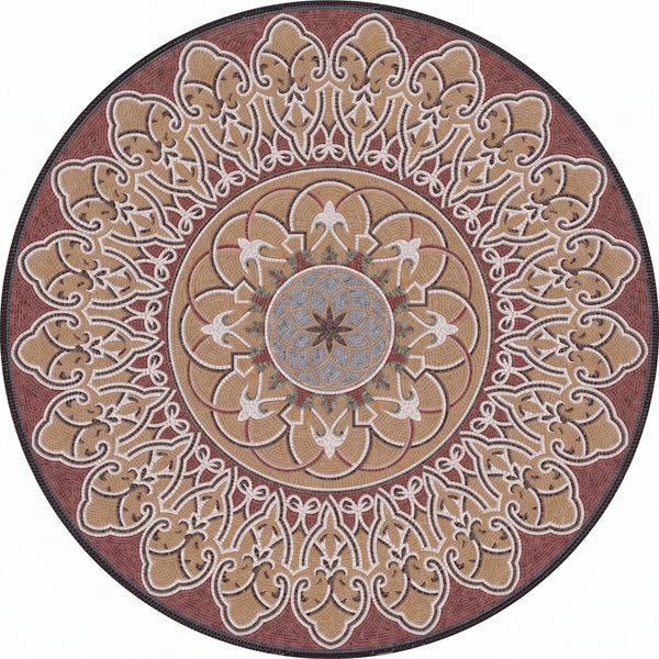 Ornate Arabesque Mandala Medallion Marble Mosaic Art