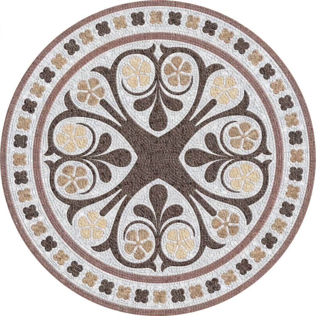 Cocoa Petal Bloom Medallion Marble Mosaic Art