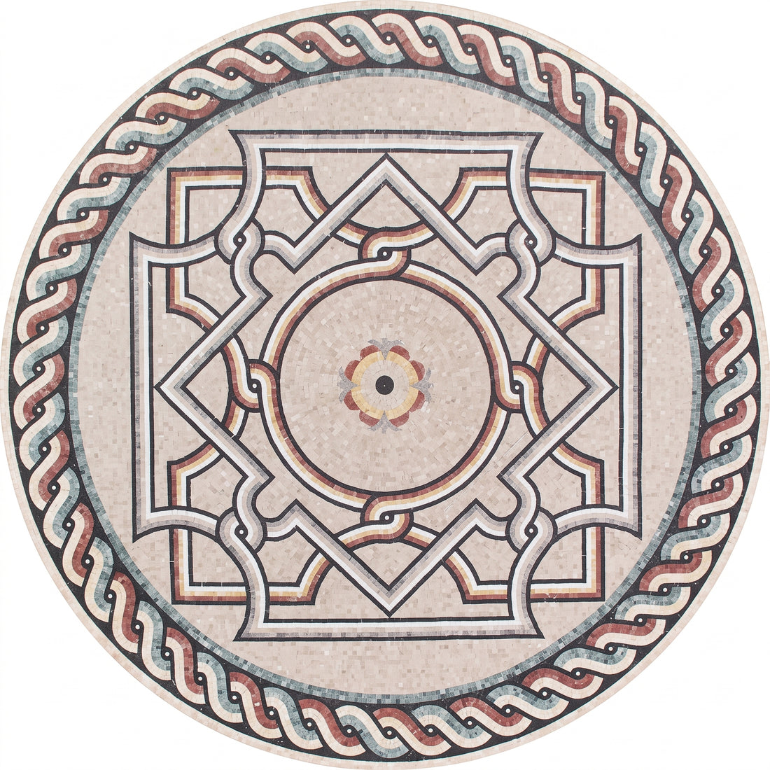 Arabesque Knot Medallion Marble Mosaic Art