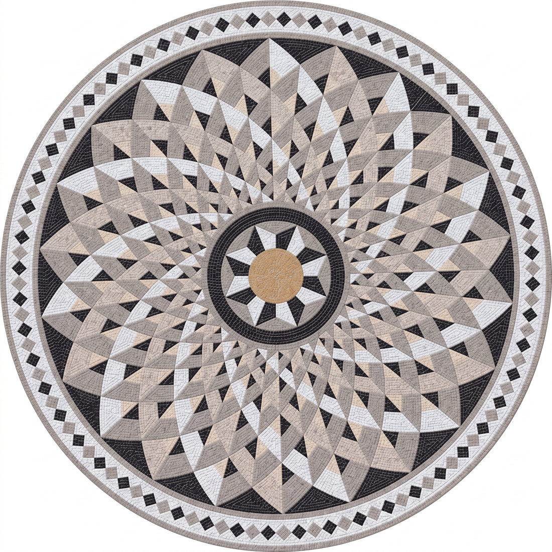 Kaleidoscope Star Mandala Marble Mosaic Art