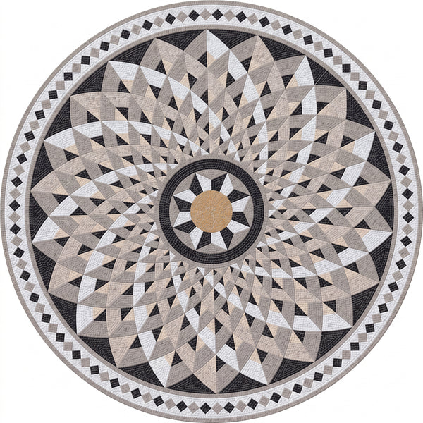 Kaleidoscope Star Mandala Marble Mosaic Art
