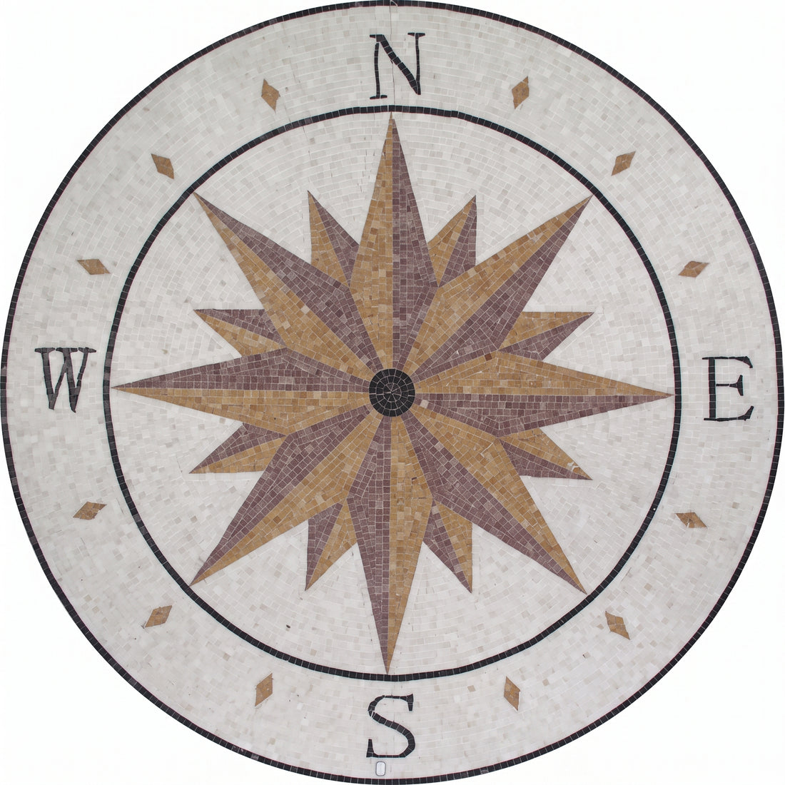 Nautical Compass Rose Medallion Marble Mosaic Art