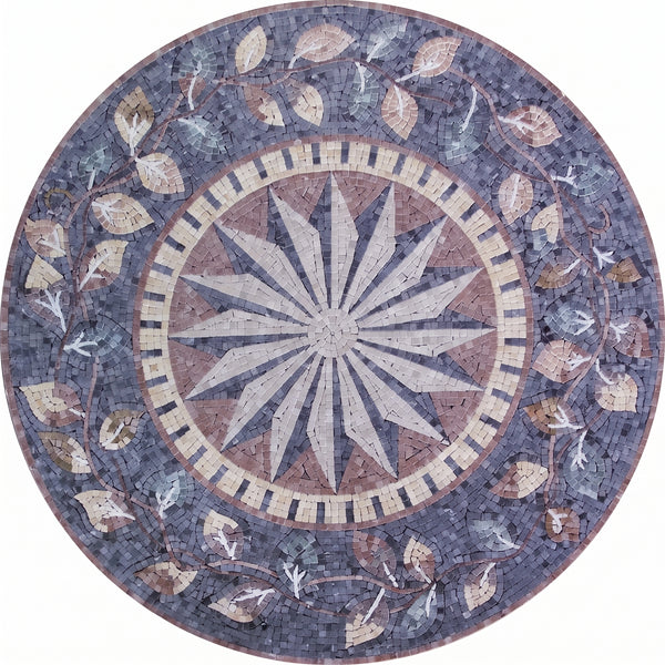Slate Compass Vine Medallion Marble Mosaic Art