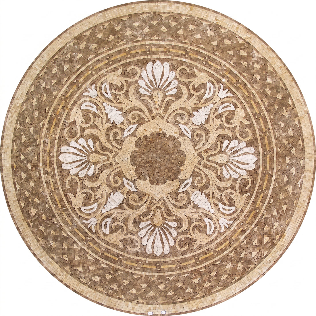 Amber Palmette Bloom Medallion Marble Mosaic Art