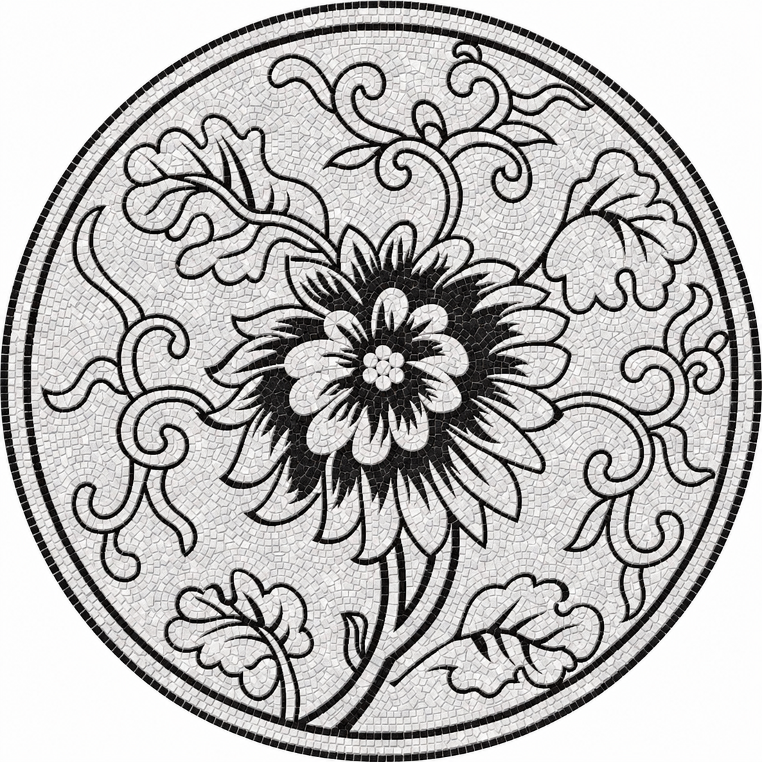 Ivory Chrysanthemum Bloom Marble Mosaic Art