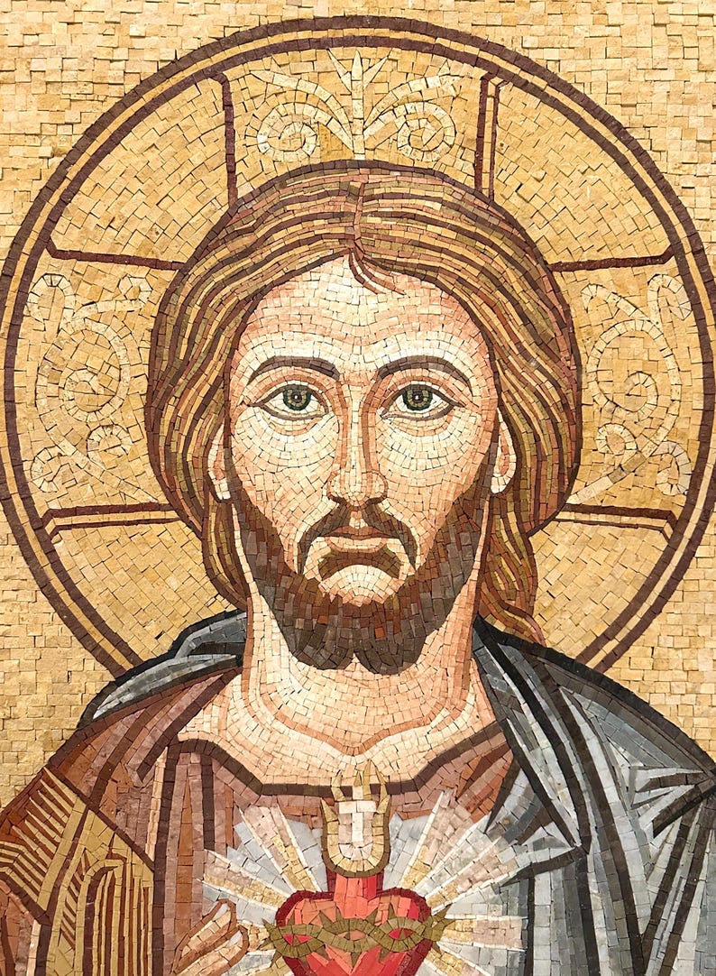 Sacred Heart of Jesus Icon Mosaic Art
