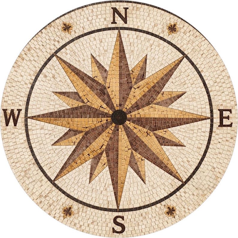 Nautical Compass Star Medallion Mosaic Art