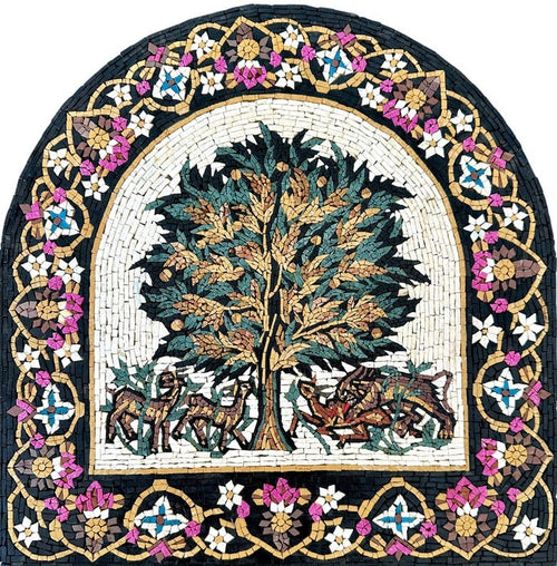 Tree of Life with Deer Arch Mosaic Art