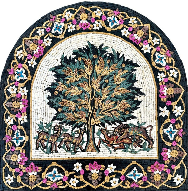 Tree of Life with Deer Arch Mosaic Art