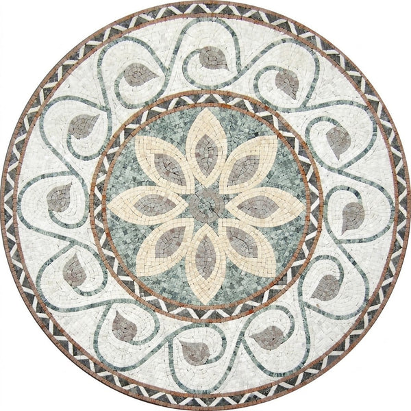 Verde Petal Bloom Medallion Marble Mosaic Art