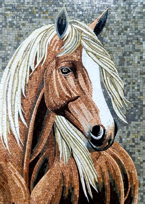 Chestnut Horse Portrait Mosaic Art