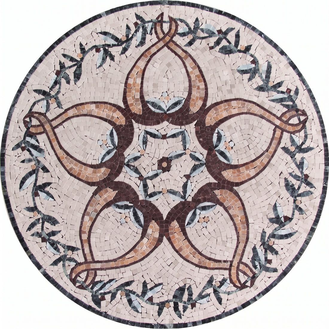 Terracotta Knot Star Medallion Marble Mosaic Art
