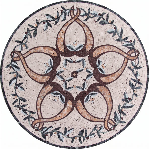 Terracotta Knot Star Medallion Marble Mosaic Art