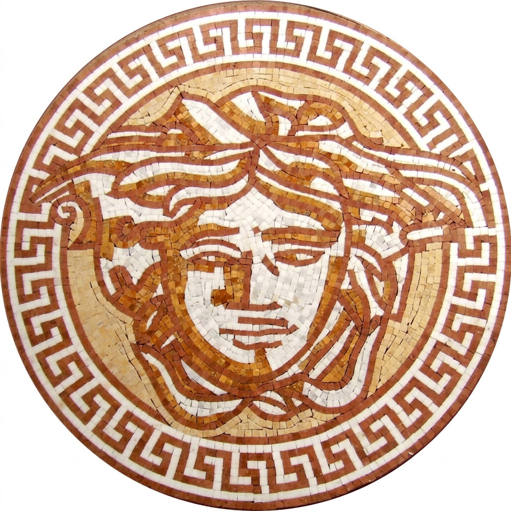 Medusa Versace Roman Medallion Marble Mosaic Art