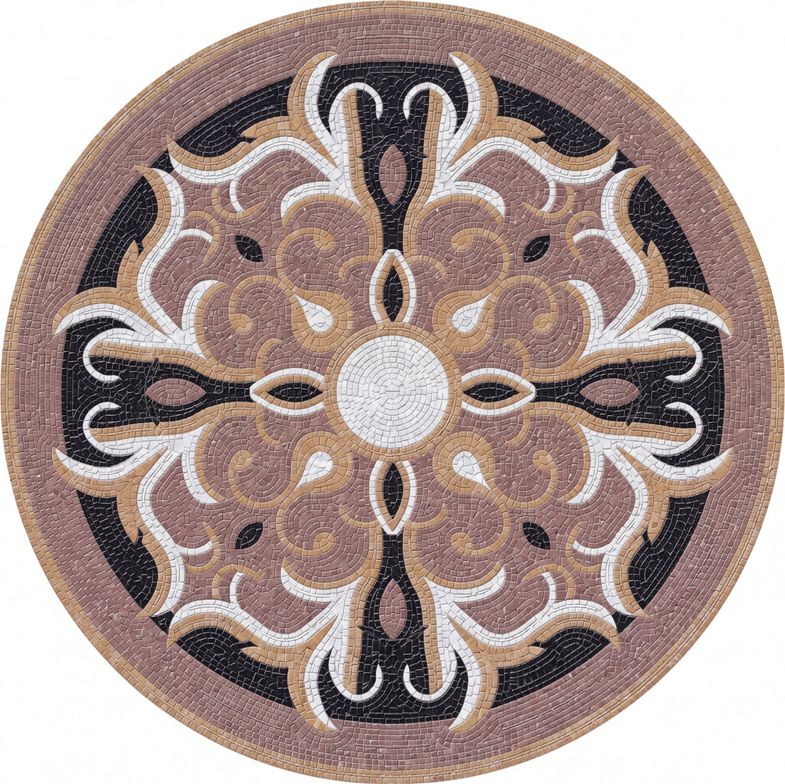 Mauve Fleur Cross Medallion Marble Mosaic Art