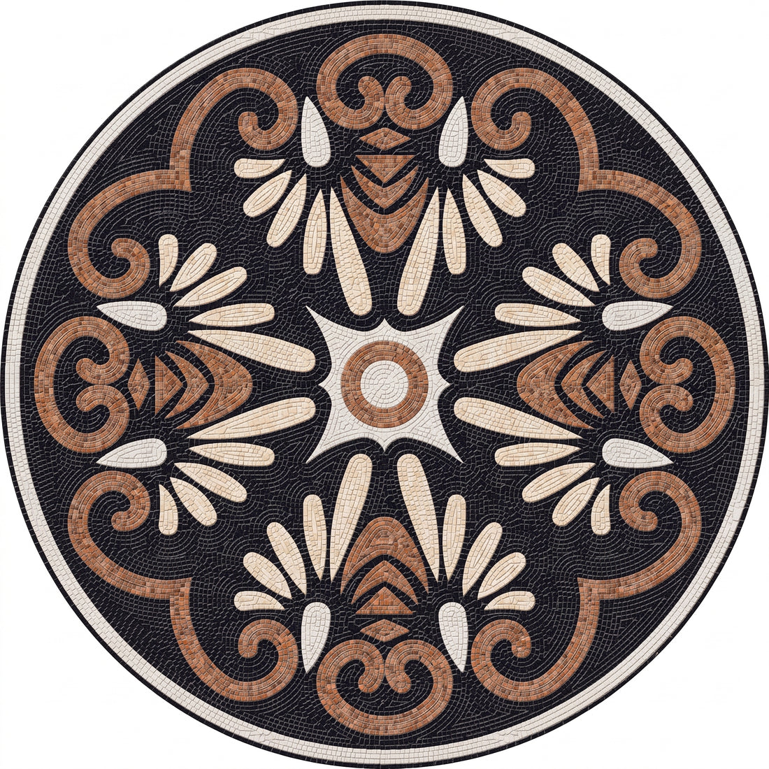 Terracotta Anthemion Medallion Marble Mosaic Art