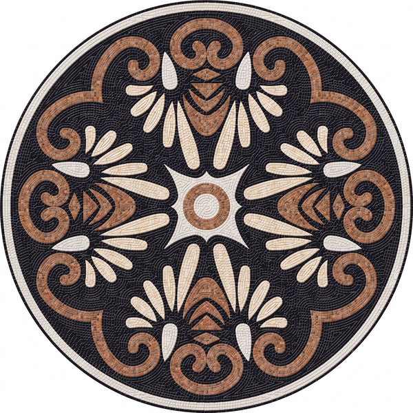 Terracotta Anthemion Medallion Marble Mosaic Art