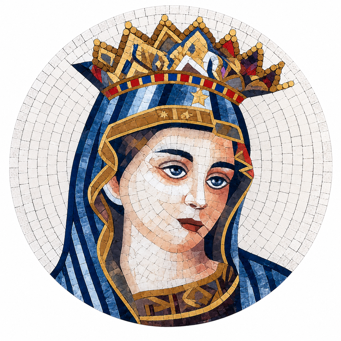 Crowned Virgin Mary Mosaic Icon