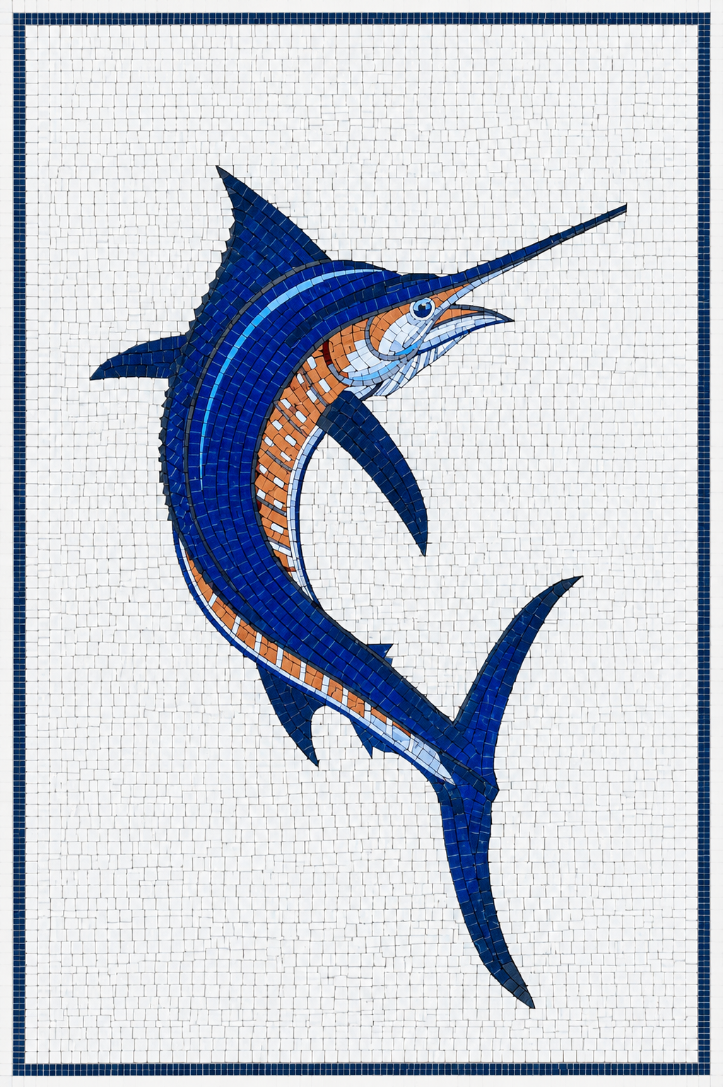 Leaping Blue Marlin Mosaic Art