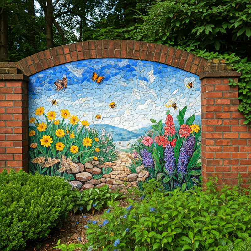 Outdoor pool mosaic