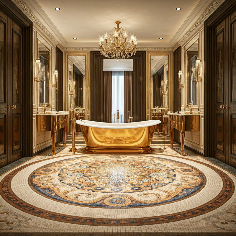 Handcrafted bathroom mosaic