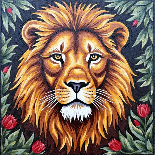 Portrait of a Lion Mosaic: A Regal and Noble Artwork | Animal Mosaics | iMosaicArt