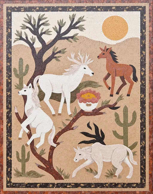 Animals in the Desert Mosaic: A Tribute to Desert Life | Animal Mosaics | iMosaicArt