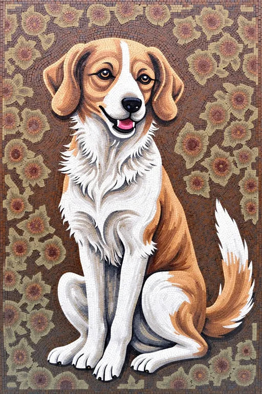 Playful Dog Mosaic: Energy and Joy in Every Tile | Animal Mosaics | iMosaicArt