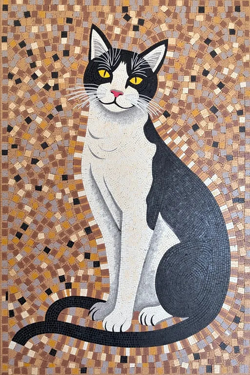 Elegant Cat Mosaic: A Touch of Grace and Charm
