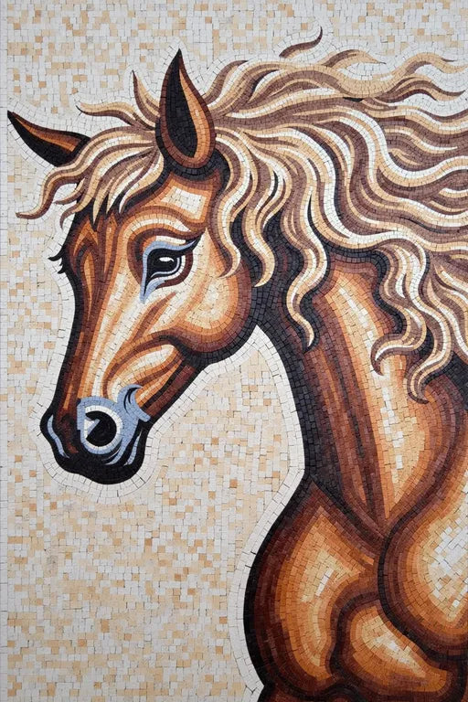 Majestic Horse Mosaic: A Symbol of Freedom and Grace