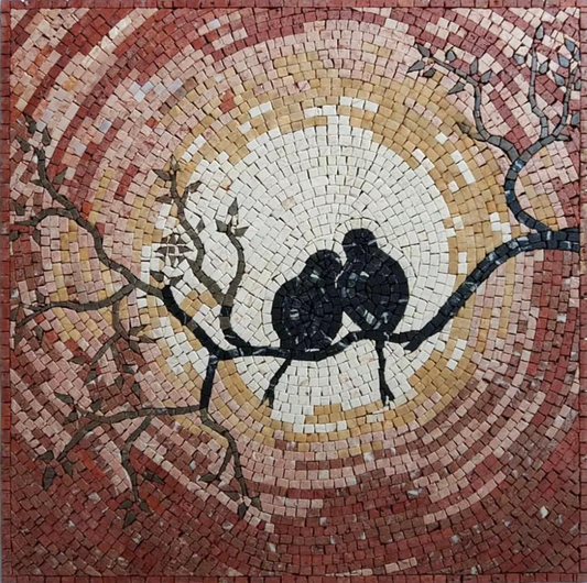 Love Birds Moonlight Landscape Mosaic