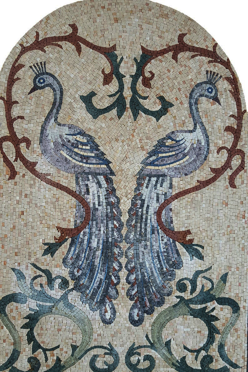 Magnificent Mosaic Peacock Artwork Piece