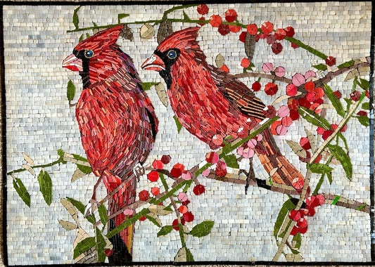 Red Hummingbird Mosaic Tilework - Bird Design