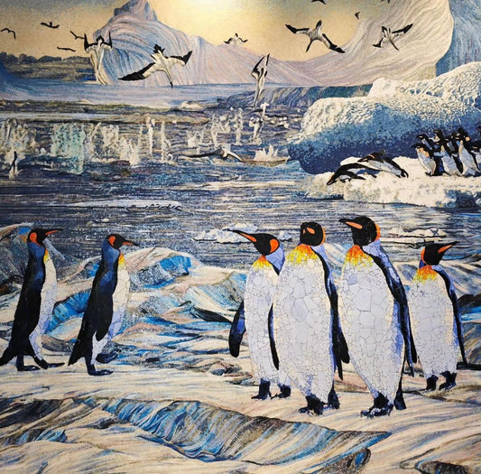 Glass Penguin Mosaic - Bathroom Wall Decor Idea