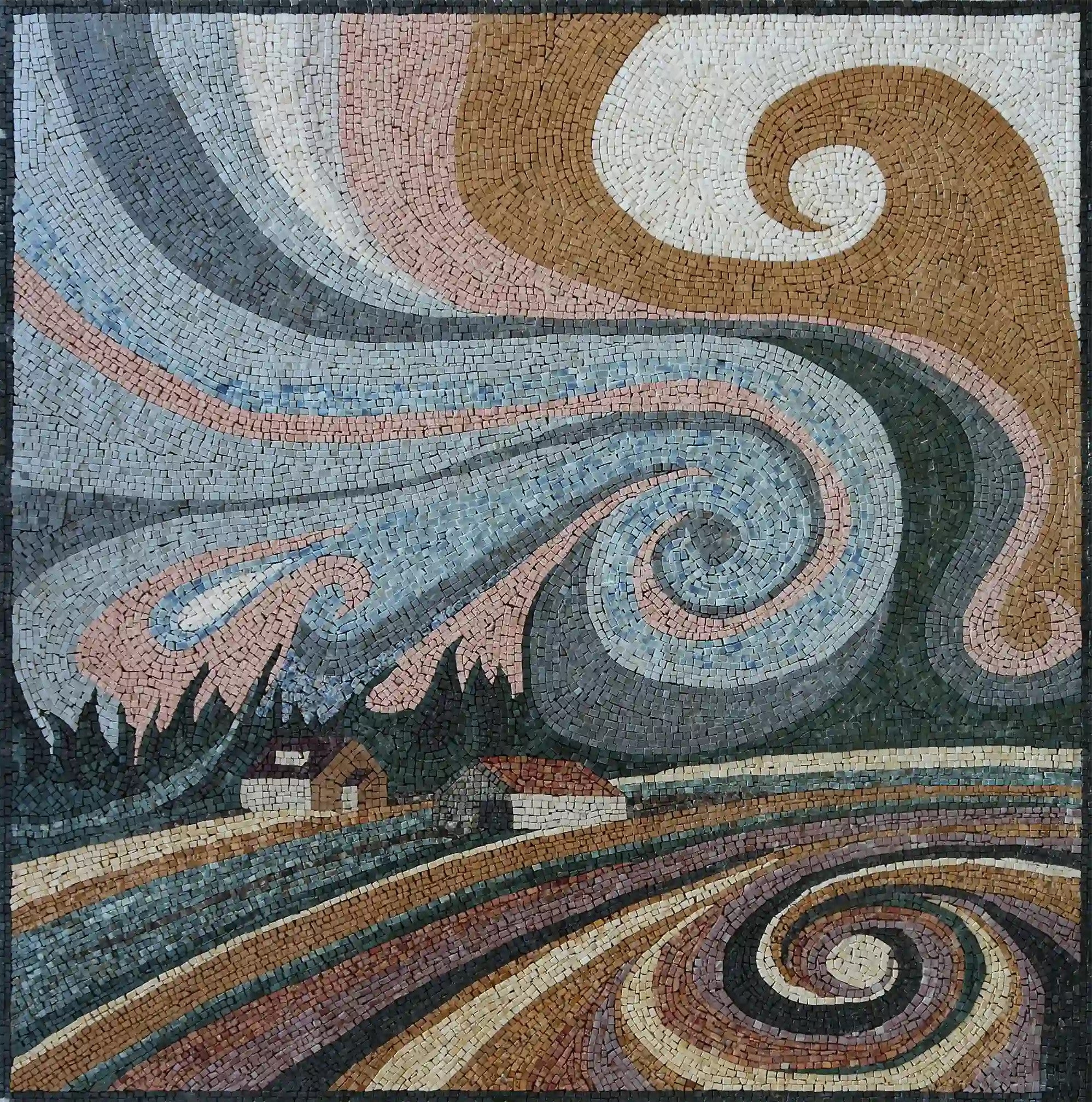 Windy Day Whirl: Abstract Mosaic Tile Patterns