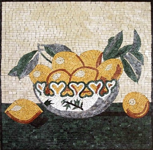 Hand-Crafted Fruit Bowl Mosaic - Luxury Kitchen Backsplash Art