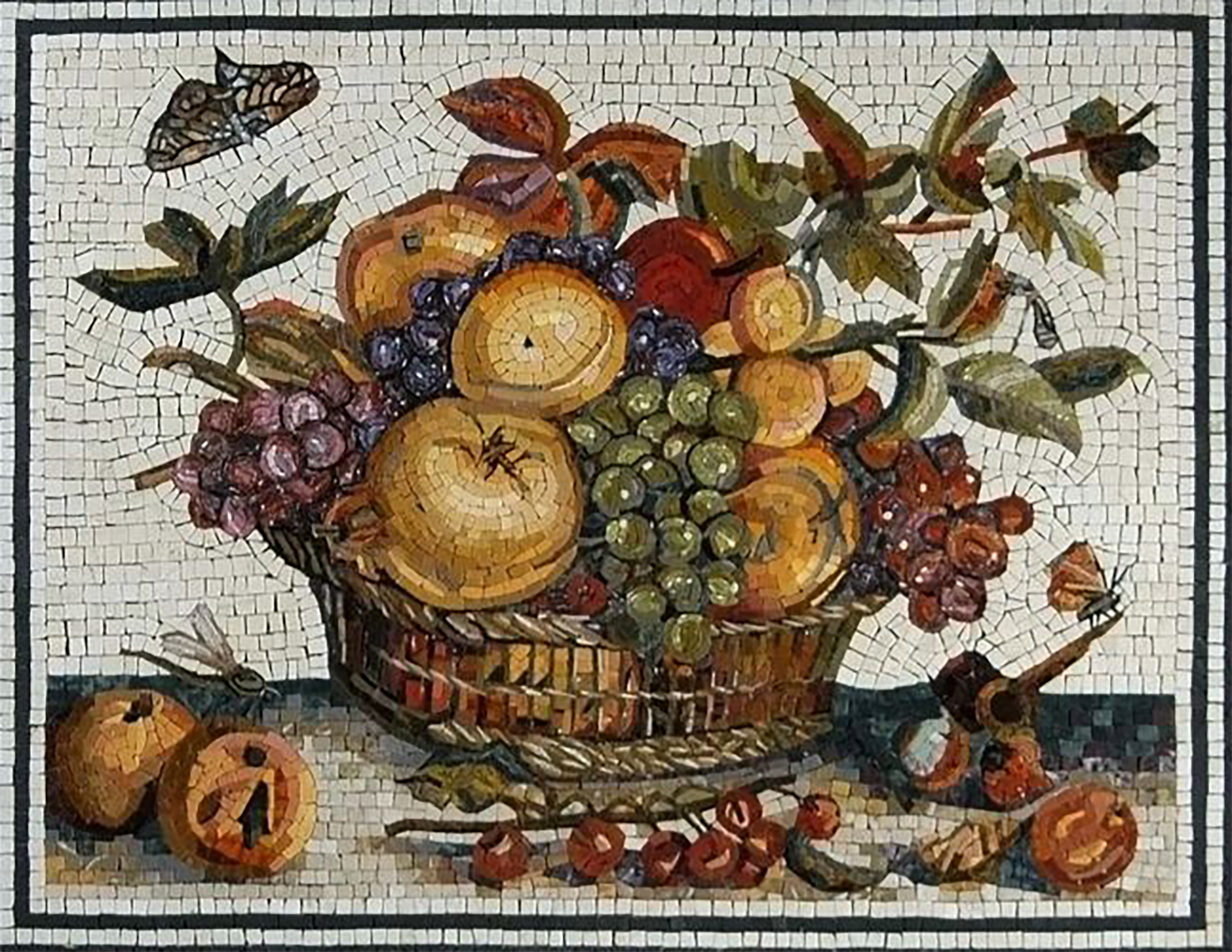 Abundant Harvest: Fruit Basket Mosaic