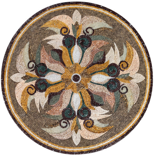 Handmade Decorative Medallion: Marble Mosaic Art Tile