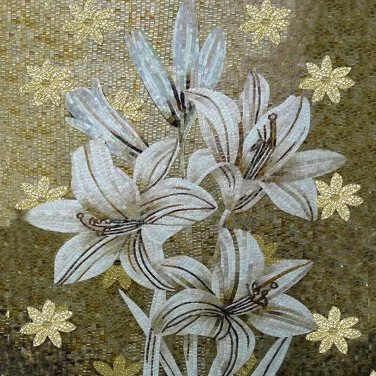 Luminous Lily: Glass Mosaic Wall Art