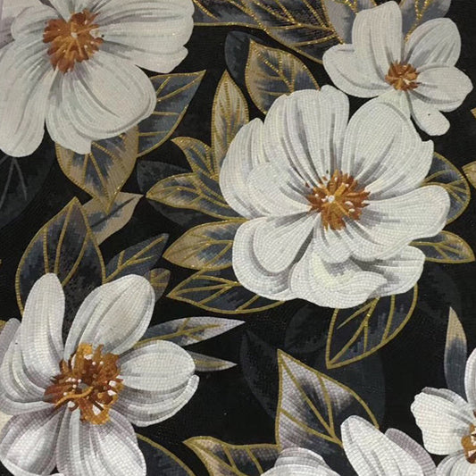 Pure Serenity: White Daisy Flower Mosaic Art