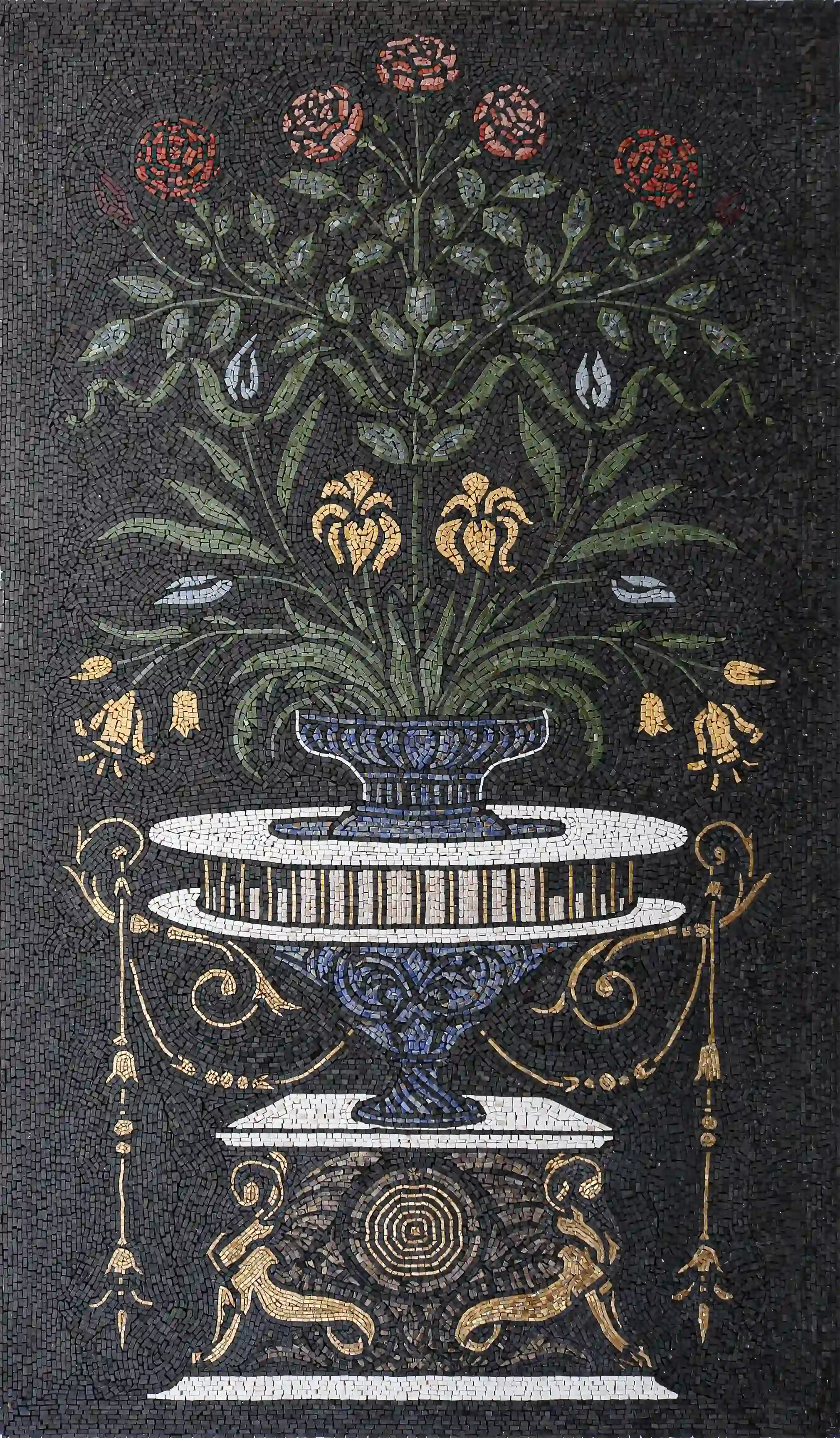 Blooming Beauty: Petal Mosaic Design Vase - Handcrafted Art Piece