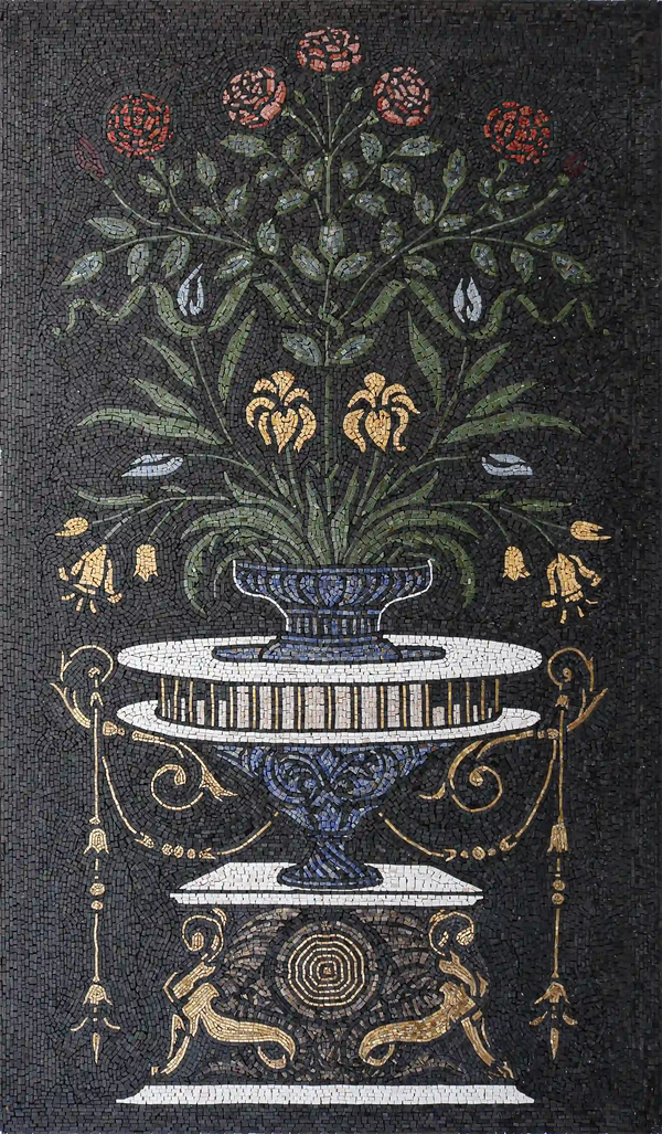 Blooming Beauty: Petal Mosaic Design Vase - Handcrafted Art Piece