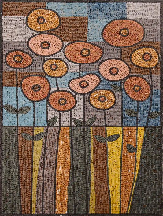 Colorful Floral Mosaic Artwork - Create a Statement Wall