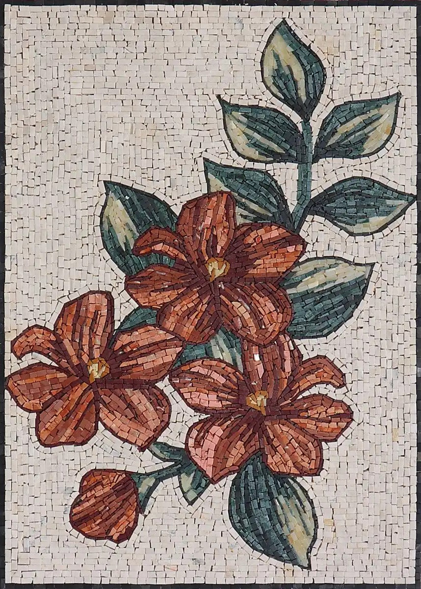 Hand-Cut Pink Blossom Wall Art: Mosaic Masterpiece
